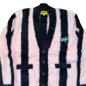 Golf Wang Striped Mohair Cardigan Pink SMALL